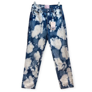 REVICE Ex Boyfriend Bleach Dyed High Waist Denim Jeans in Bright Lights 29 NWT